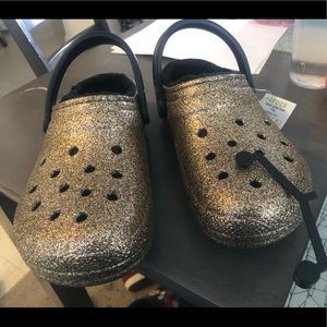 COPY - Gold glitter lined Crocs